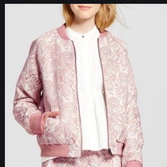 Victoria Beckham Pink Jacquard Brocade Jacket L - Picture 2 of 10